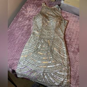 silver sequin cocktail dress